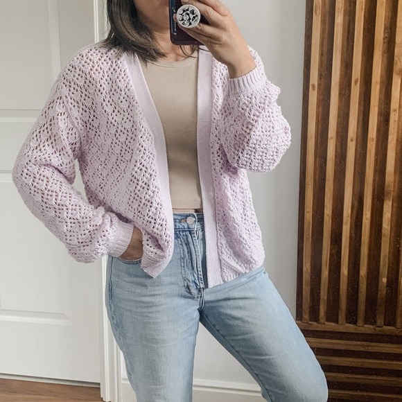 Jessica Simpson Flouncy Knit Open Cardigan. Size M - Picture 9 of 9